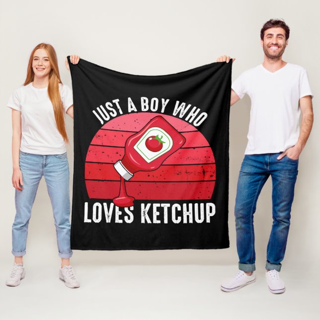 Bara en pojke som älskar ketchup fleecefilt (På plats)