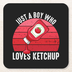 Bara en pojke som älskar ketchup underlägg papper kvadrat