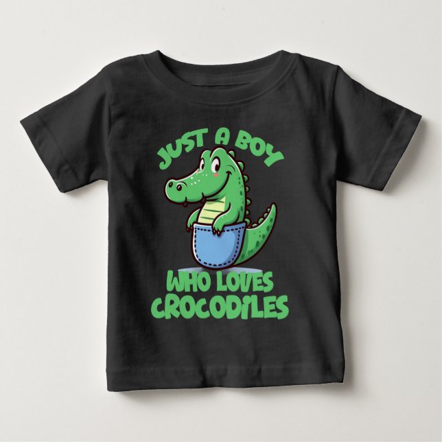 Bara En Pojke Som älskar Krokodiler T Shirt (Framsida)