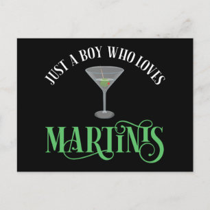 Bara en pojke som älskar martini vykort