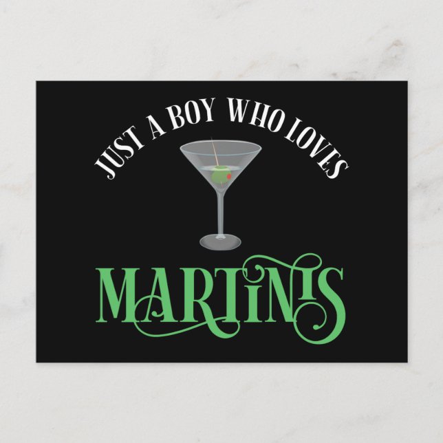 Bara en pojke som älskar martini vykort (Framsida)