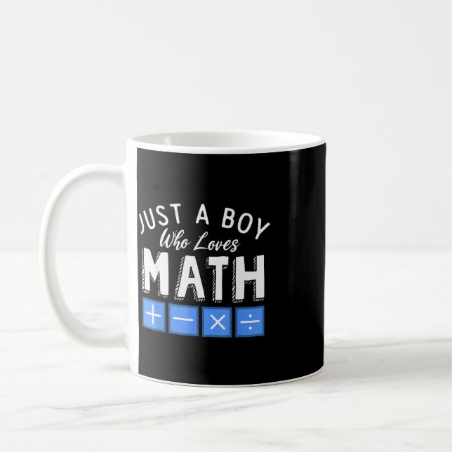 Bara en pojke som älskar matematik algebra rolig m kaffemugg (Vänster)