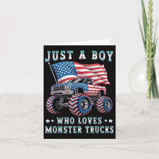 Bara en pojke som älskar monster trucks amerikansk kort
