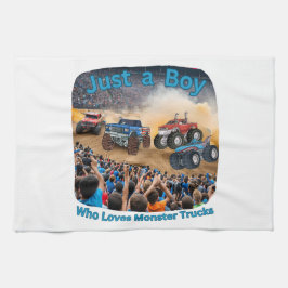 Bara en pojke som älskar monstertruckar kökshandduk