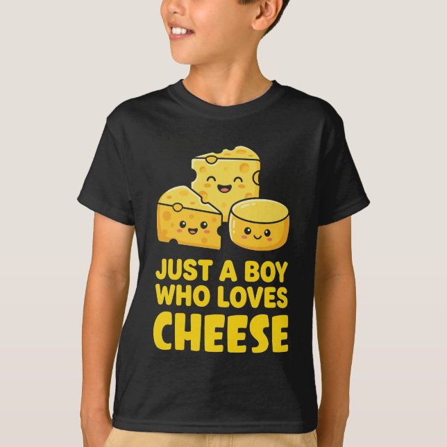 Bara en pojke som älskar ost Söt Kawaii mat Barn T Shirt (Framsida)