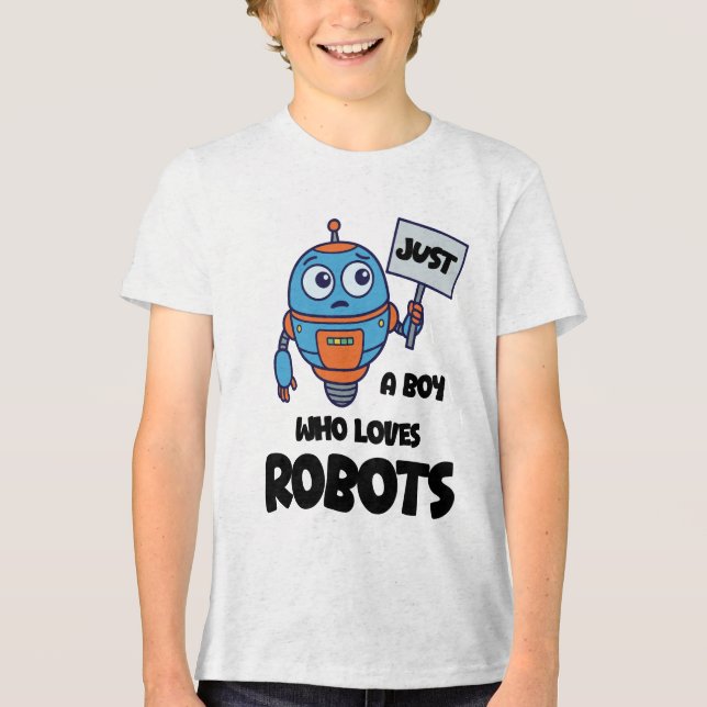 Bara en pojke som älskar robotar barn t shirt (Framsida)
