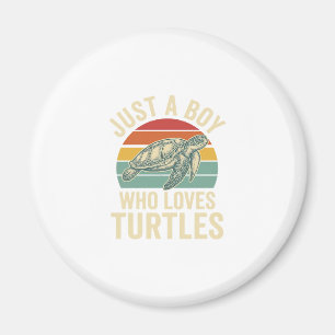 Bara en pojke som älskar sköldpaddor Vintage Sköld Magnet