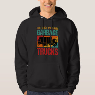 Bara en pojke som älskar soptransporter kläder hoodie