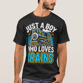 Bara en pojke som älskar tåg Söt lokomotiv T Shirt