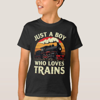 Bara en pojke som älskar tåg Vintage tågälskare T Shirt