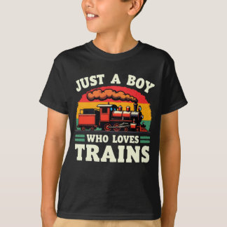 Bara en pojke som älskar tåg Vintage tågälskare T Shirt