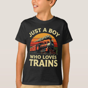 Bara en pojke som älskar tåg Vintage tågälskare T Shirt