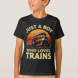 Bara en pojke som älskar tåg Vintage tågälskare T Shirt