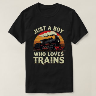 Bara en pojke som älskar tåg Vintage tågälskare T Shirt