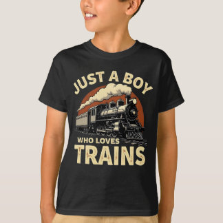 Bara en pojke som älskar tåg Vintage tågälskare T Shirt