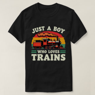 Bara en pojke som älskar tåg Vintage tågälskare T Shirt