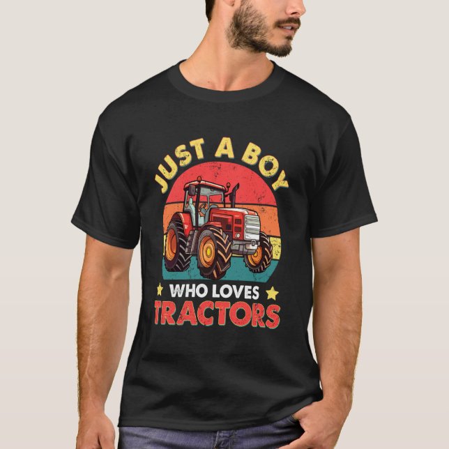 Bara en pojke som älskar traktorer t shirt (Framsida)
