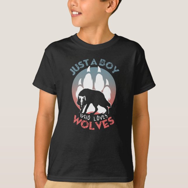 Bara en pojke som älskar vargar t shirt (Framsida)