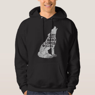 Bara en pojke som älskar vargar Vargflock tjej Hoodie