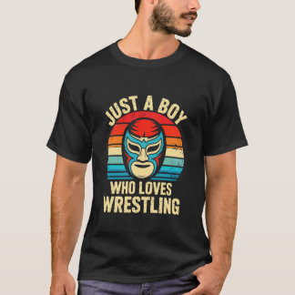 Bara en pojke som älskar wrestling retro mask t shirt