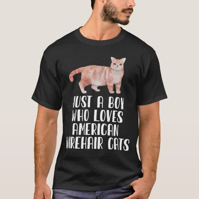 Bara en pojke som Kärlek American Wirehair Cats T Shirt (Framsida)