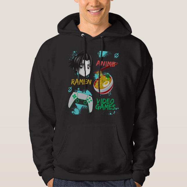Bara en pojke som Kärlek anime Ramen och videospel Hoodie (Framsida)