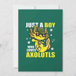 Bara en pojke som kärlek axolotls Cute Funny Kawai Inbjudningar