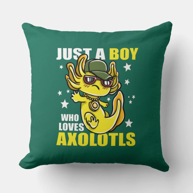 Bara en pojke som kärlek axolotls Cute Funny Kawai Kudde (Framsida)