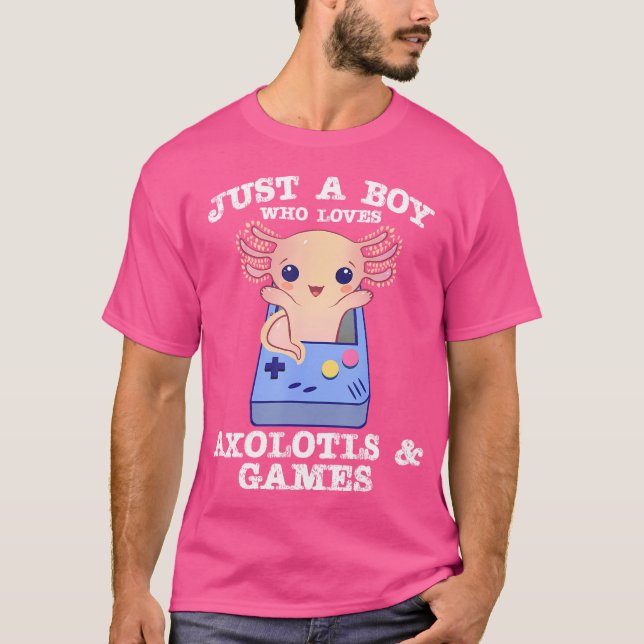 Bara en pojke som Kärlek Axolotls Cute Kawaii Sala T Shirt (Framsida)