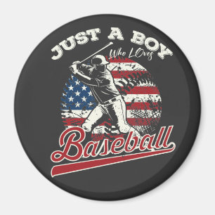 Bara en pojke som kärlek baseball Circle Magnet