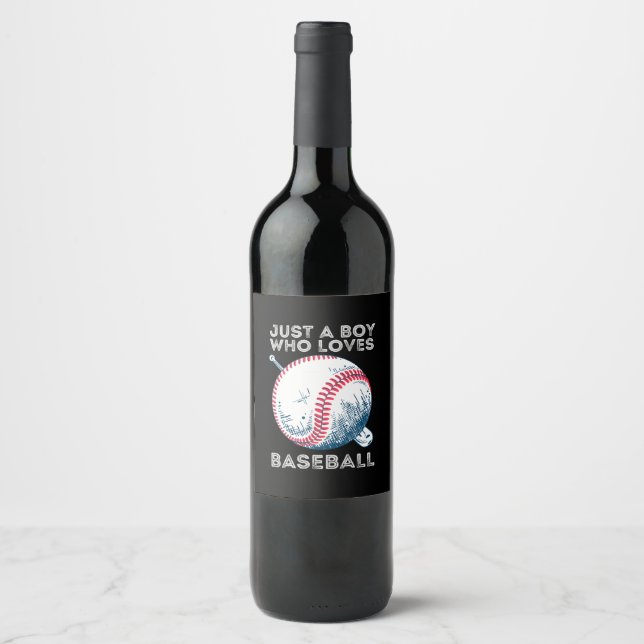 Bara en pojke som Kärlek Baseball Vinflaska Etikett (Framsida)