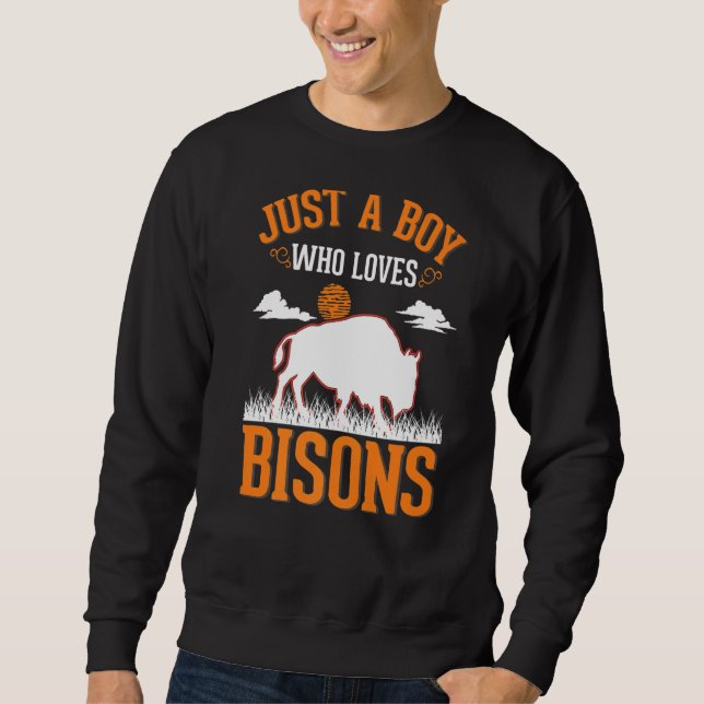 Bara en pojke som kärlek Bisons Buffalo Lång Ärmad Tröja (Framsida)