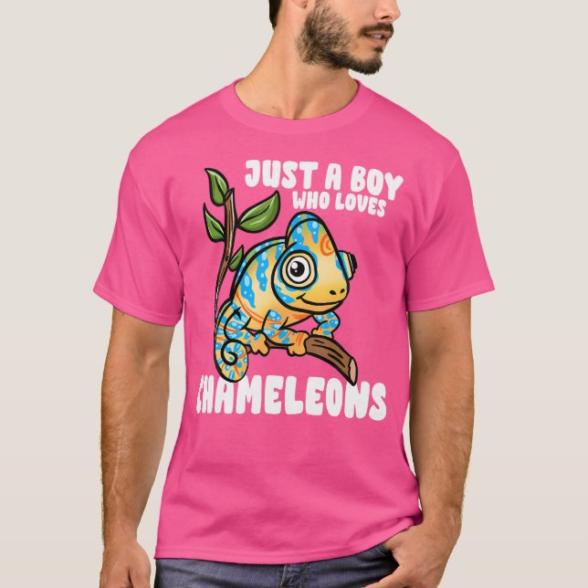 Bara en pojke som Kärlek Chameleons Reptiles Herpe T Shirt (Framsida)