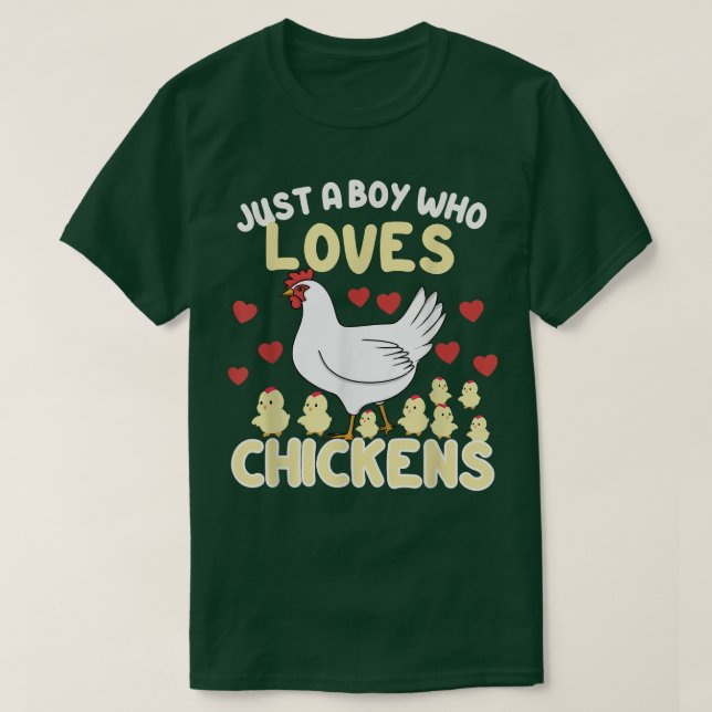 Bara en pojke som Kärlek Chickens Farmer Chicken K T Shirt (Design framsida)
