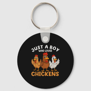 Bara en pojke som Kärlek Chickens Kids Boys Chicke Nyckelring