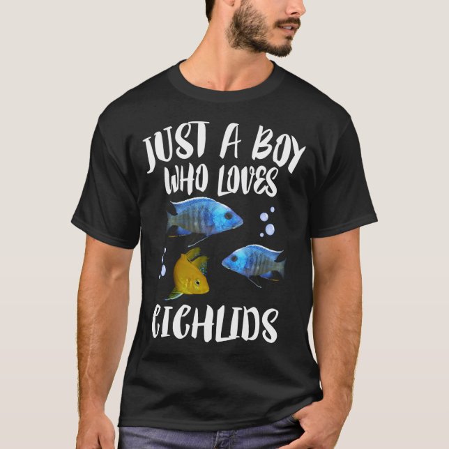 Bara en pojke som Kärlek Cichlids Fish Gift T Shirt (Framsida)