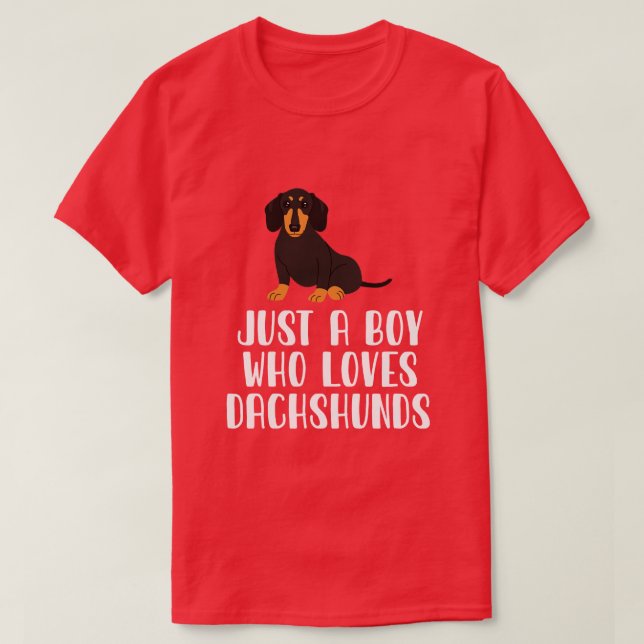 Bara en pojke som Kärlek Dachshunds T Shirt (Design framsida)