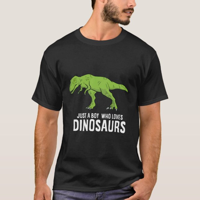 Bara en pojke som Kärlek Dinosaurs Cute Dinosaur B T Shirt (Framsida)