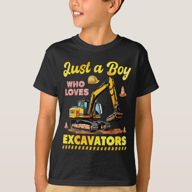 Bara en pojke som Kärlek Excavators Construction T Shirt (Framsida)