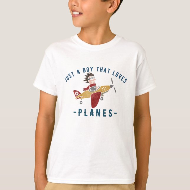 Bara en pojke som kärlek flygplan,Lustigt pilottfl T Shirt (Framsida)