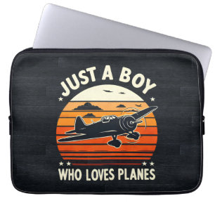 Bara en pojke som Kärlek Flygplan Vintage Flygplan Laptop Fodral
