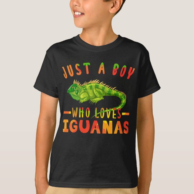 Bara en pojke som Kärlek Iguanas Lizard Reptiles T Shirt (Framsida)