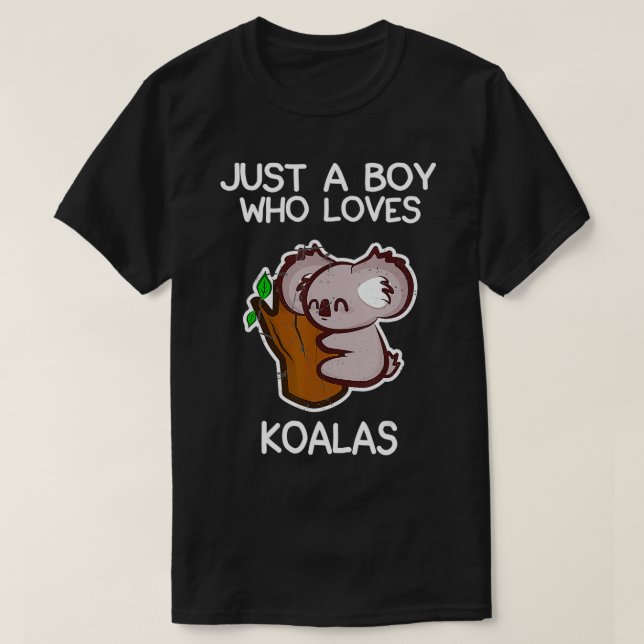 Bara en pojke som Kärlek Koalas Funny Koala Älskar T Shirt (Design framsida)