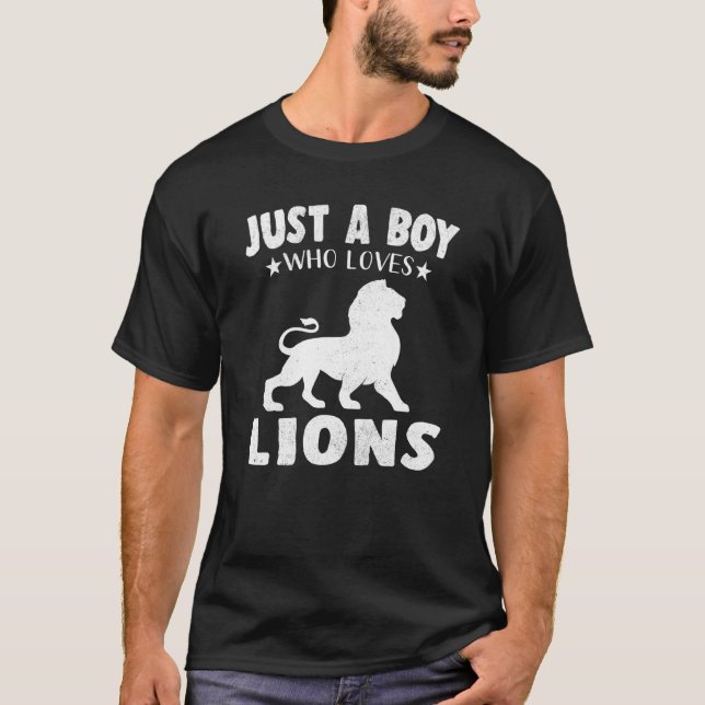 Bara en pojke som Kärlek Lejon Coola Animals Älska T Shirt (Framsida)