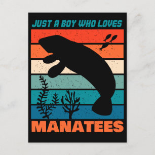 Bara en pojke som Kärlek Manatees - Retro Animal Vykort