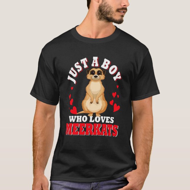 Bara en pojke som Kärlek Meerkats Valentines Heart T Shirt (Framsida)