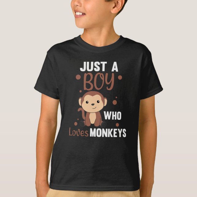 Bara en pojke som kärlek Monkey söt Monkey T Shirt (Framsida)