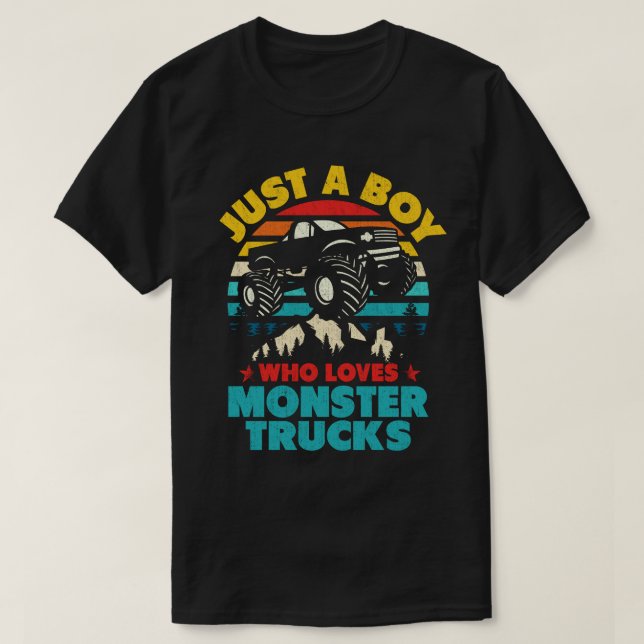 Bara en pojke som Kärlek Monster Lastbilar för Små T Shirt (Design framsida)
