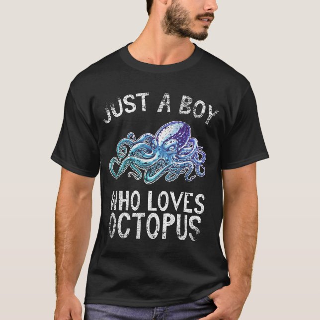 Bara en pojke som Kärlek Octopus T Shirt (Framsida)