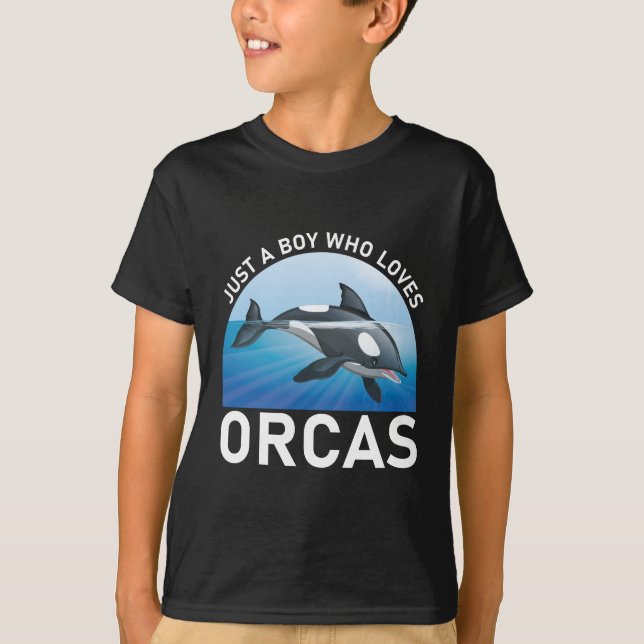 Bara en pojke som kärlek Orcas Whales T Shirt (Framsida)